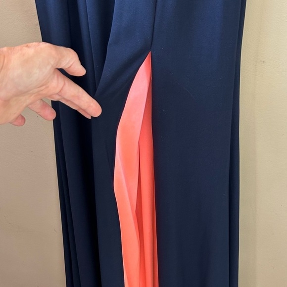 BETSY AND ADAM Illusion Low Back Prom Dress Crystal Beading Rhinestones Size 2 - Picture 10 of 13